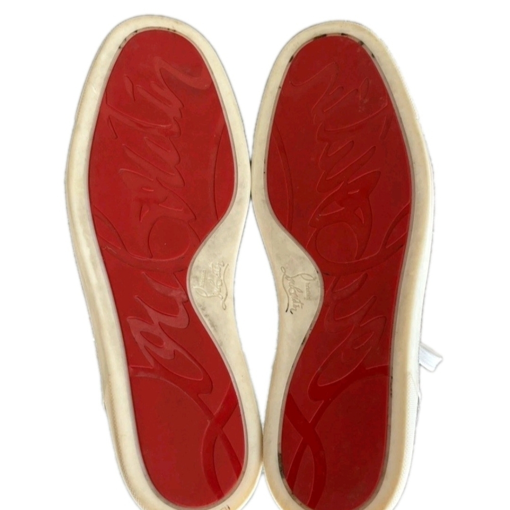 Christian Louboutin Silver Metallic ‘Orlato' Red Bottom High Tops EU 43 US 10 - Picture 6 of 11